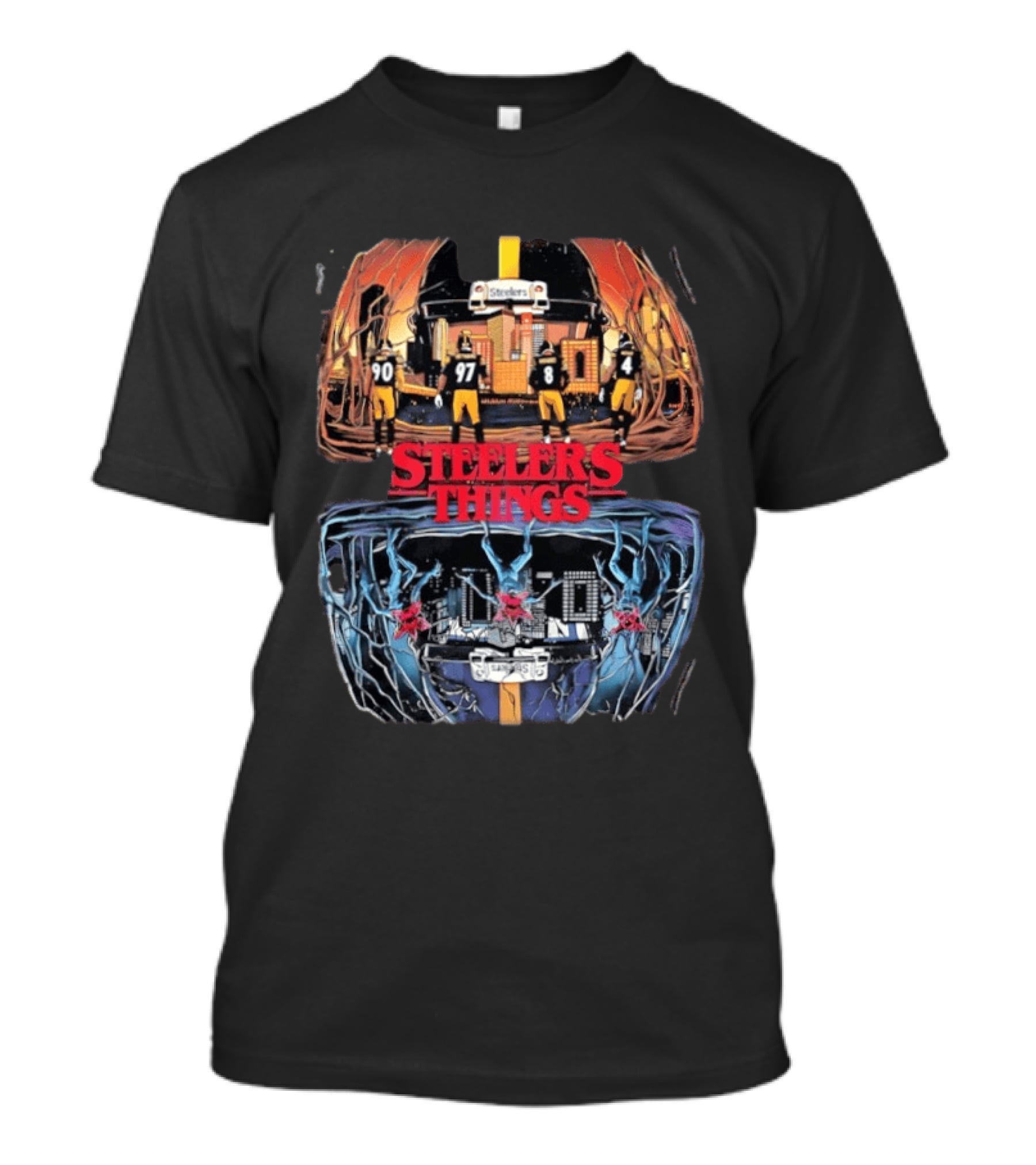 Pittsburgh Steelers Halloween Upside Down Stranger Things T-Shirt