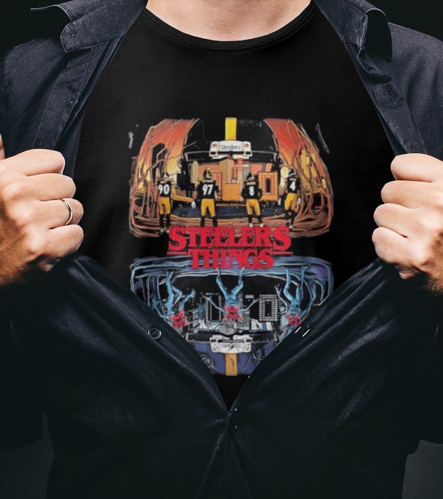 Pittsburgh Steelers Halloween Upside Down Stranger Things T-Shirt