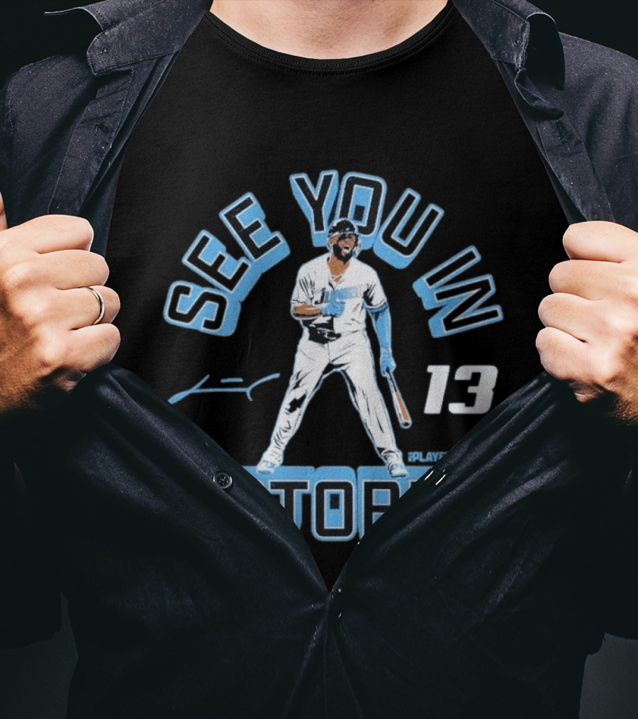 Junior Caminero See You In October Players 13 Signature Baseball T-Shirt