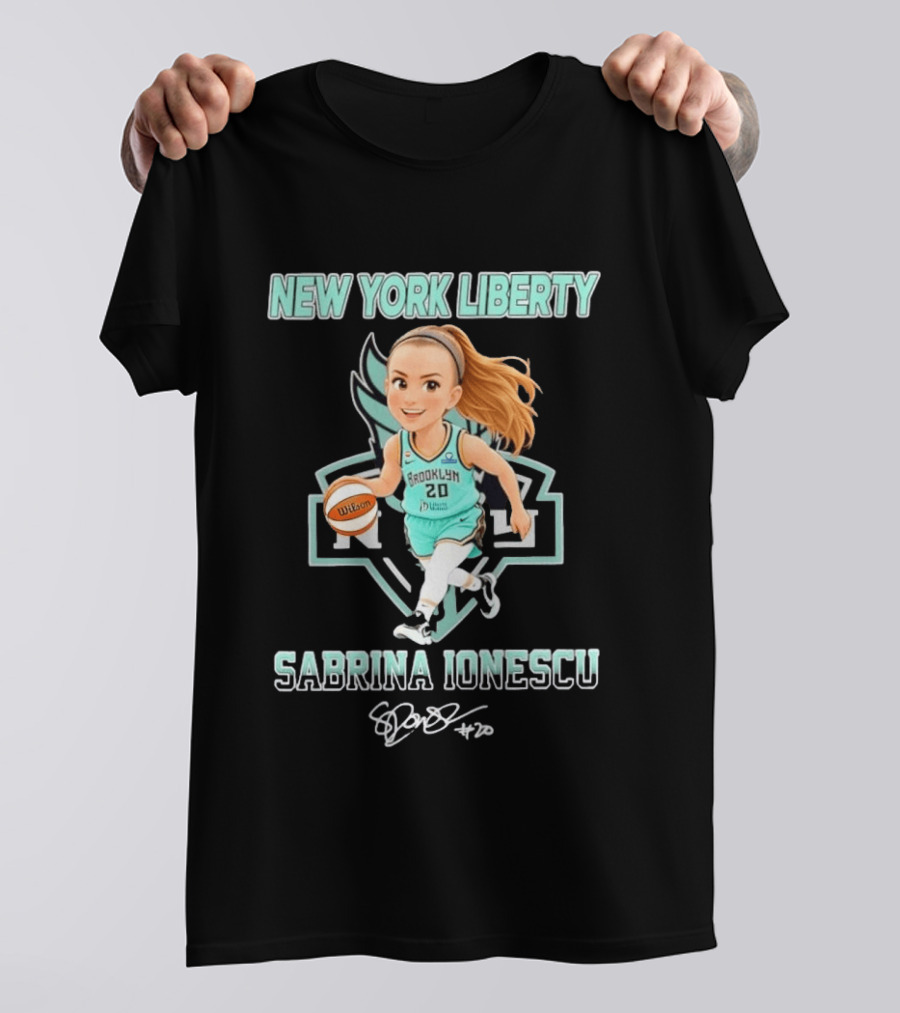New York Liberty Sabrina Ionescu Brooklyn No 20 Chibi Basketball T-Shirt
