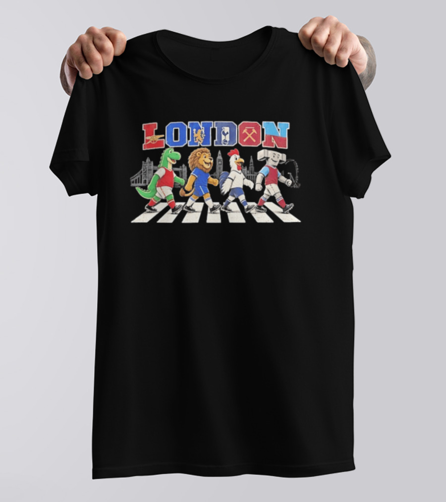 London Abbey Road Football Mascots Spurs Arsenal Chelsea West Ham T-Shirt