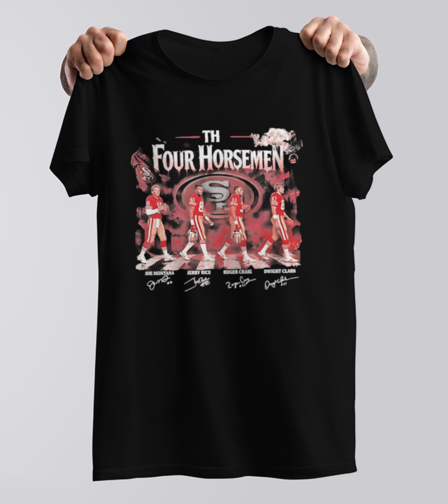 San Francisco 49ers The Four Horsemen Joe Montana Jerry Rice Roger Craig Dwight Clark Abbey Road Halloween T-Shirt