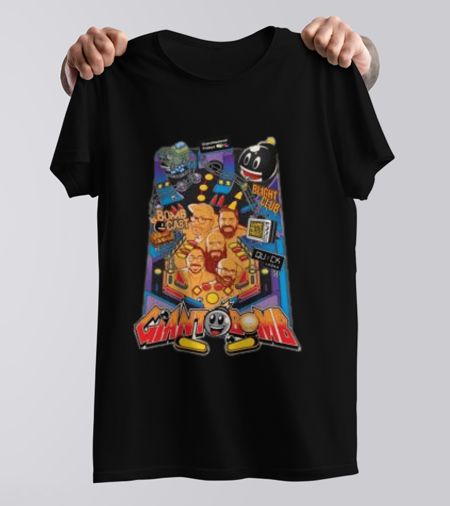 Giant Bomb Pinball Blight Club Quick Looks Bomb Cabinet Retro Arcade T-Shirt