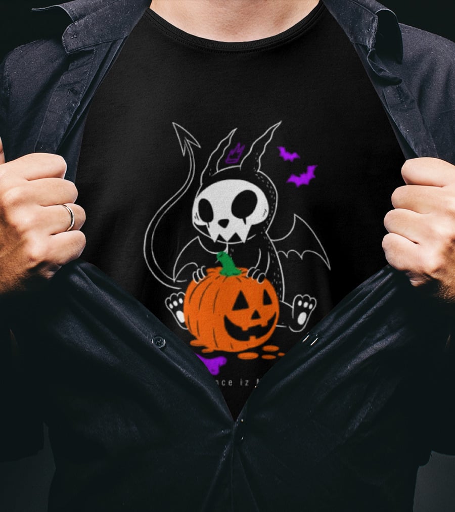 Silence Iz Mine Sim Store Rolling Cradle Black Purple Halloween Characters Pumpkin Bats T-Shirt