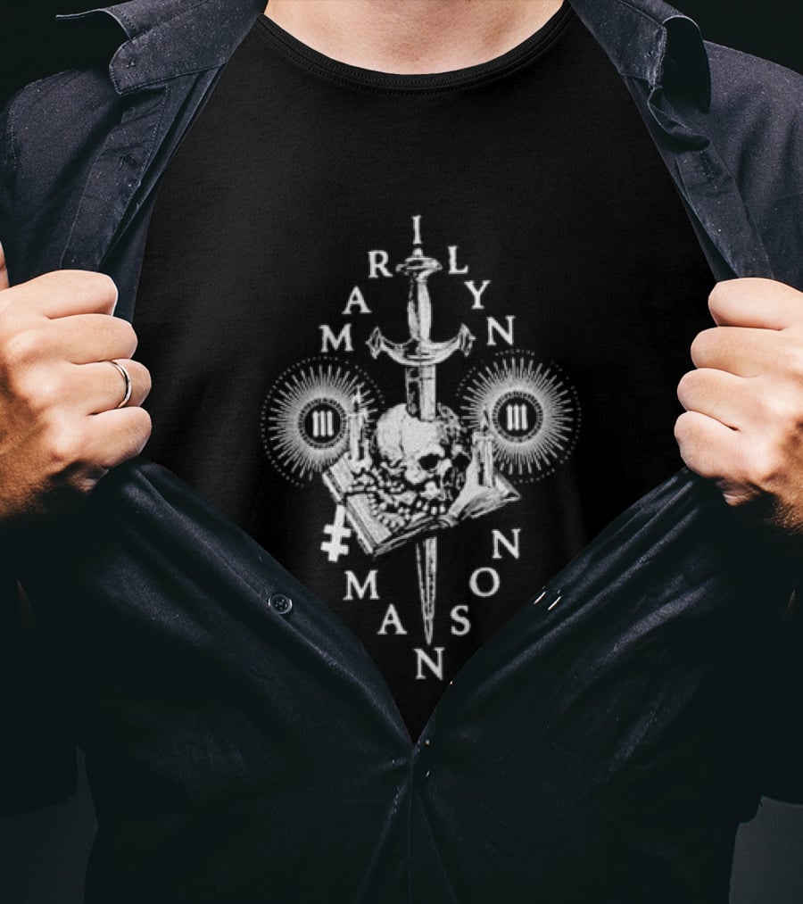 Marilyn Manson Freaks With Rob Zombie Skull Knife Tour 2026 T-Shirt