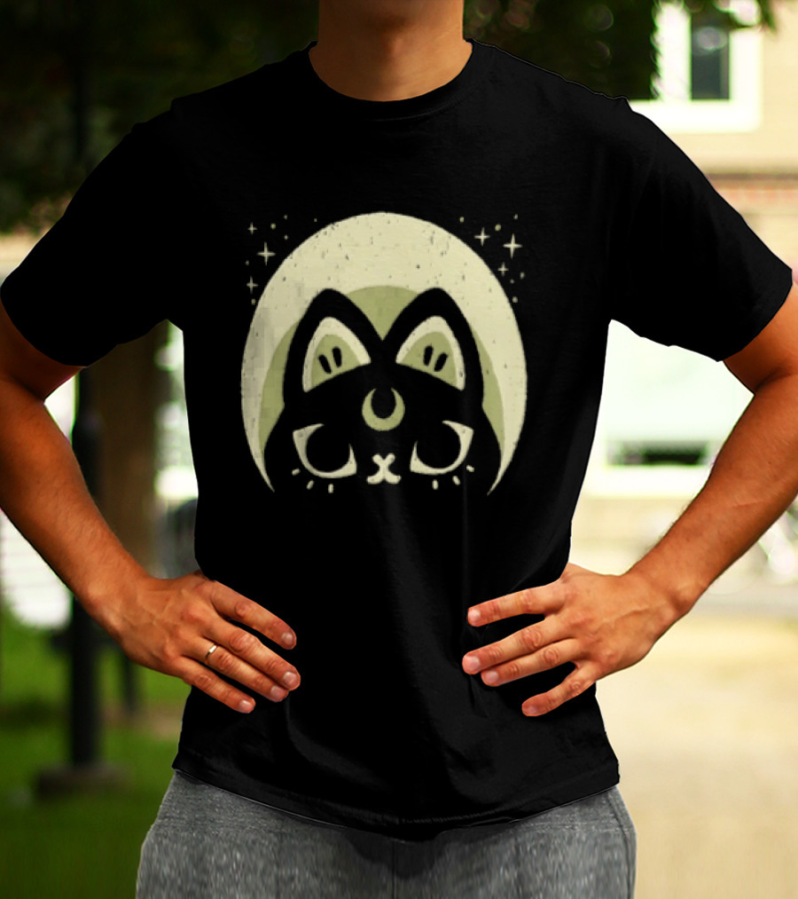 Half Moon Witchy Cat Lunar Magic Mystic Feline T-Shirt