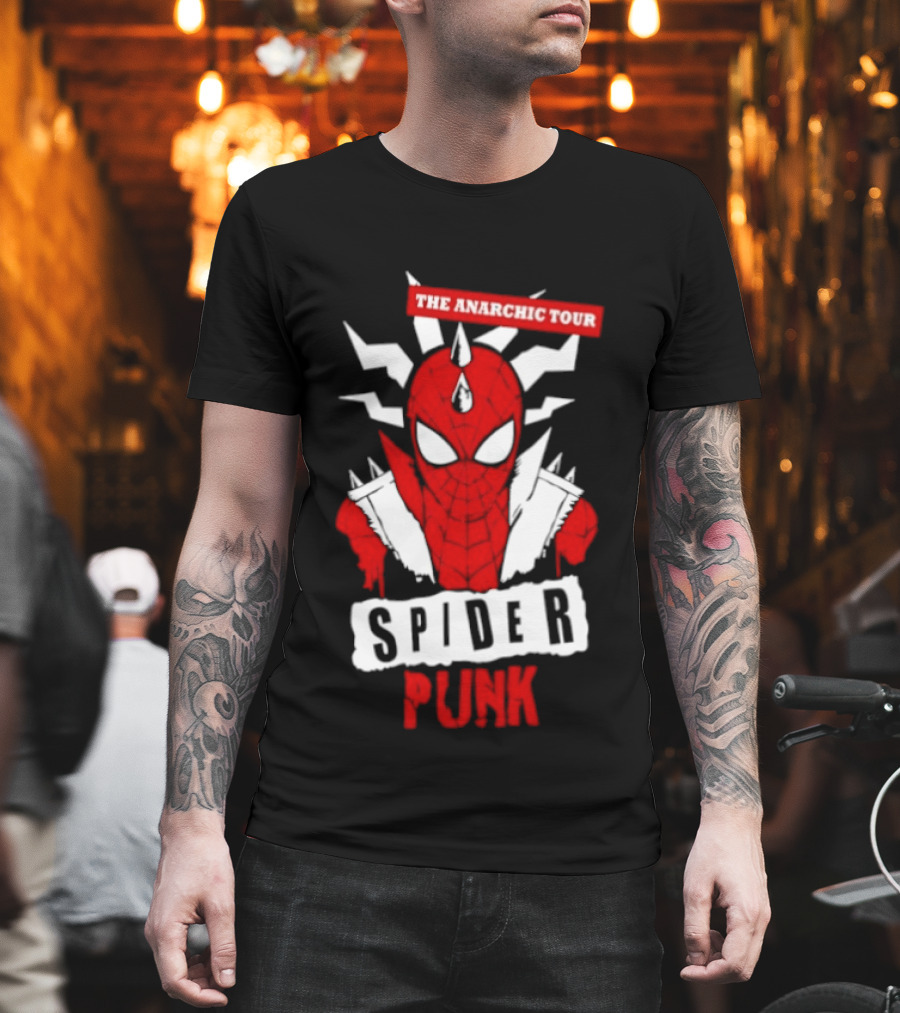 Spider Punk The Anarchic Tour Comic Style Spiked Hero T-Shirt