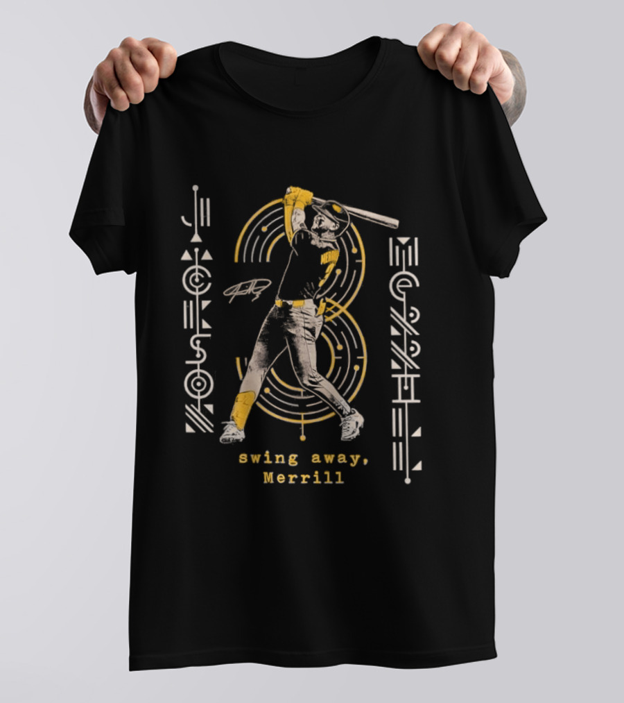 Swing Away Jackson Merrill Padres Baseball T-Shirt