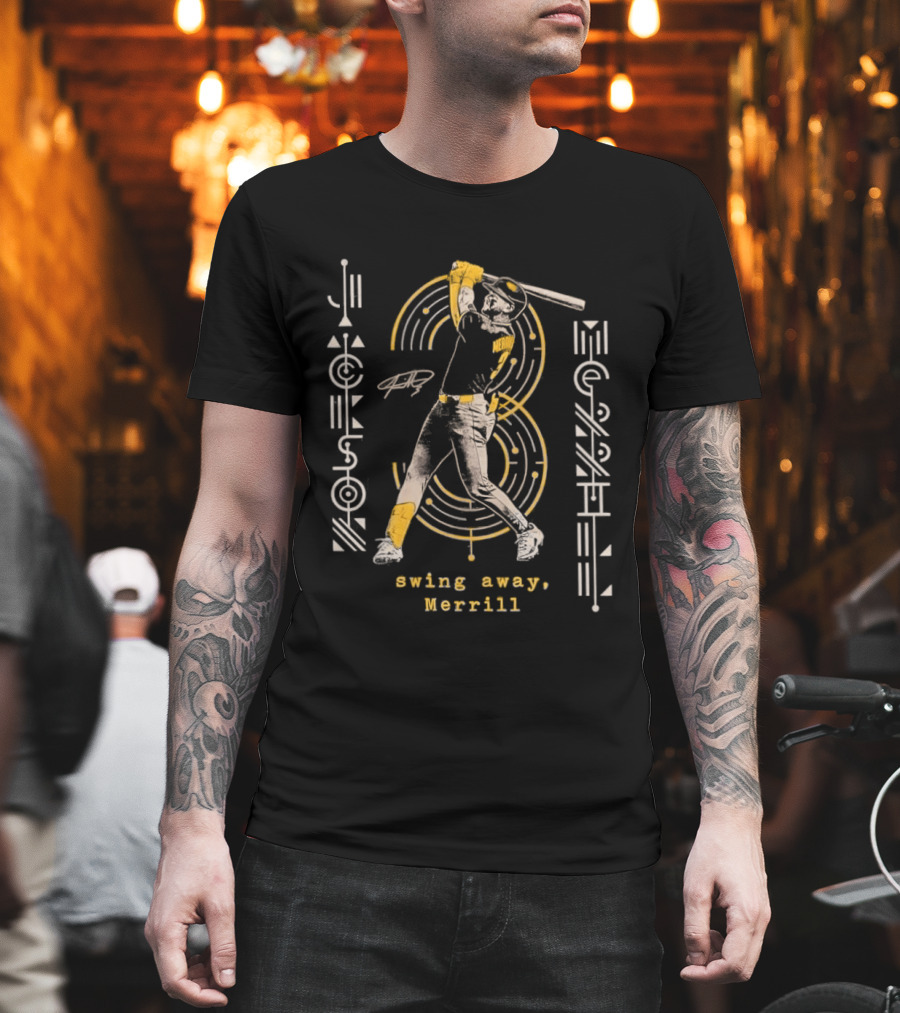 Swing Away Jackson Merrill Padres Baseball T-Shirt