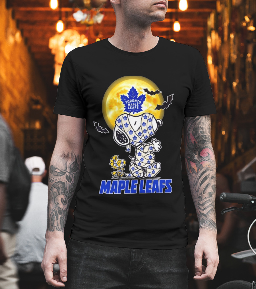 Toronto Maple Leafs Snoopy Woodstock Mummy Halloween Collaboration T-Shirt