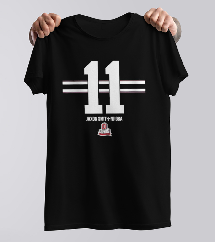 Ohio State Buckeyes Jaxon Smith Njigba 11 Stripe Football T-Shirt