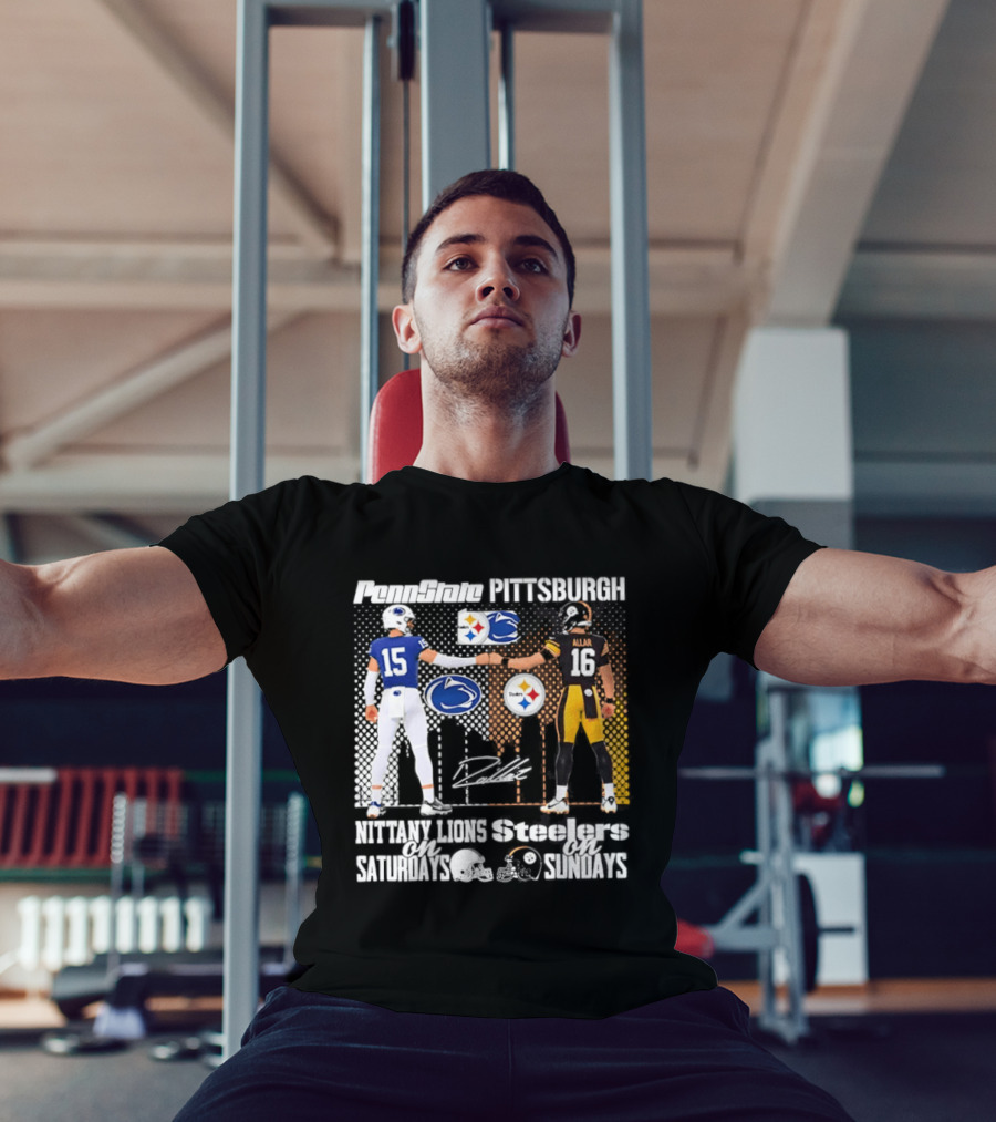 Penn State Nittany Lions Saturdays Pittsburgh Steelers Sundays Skyline Football Rivalry T-Shirt