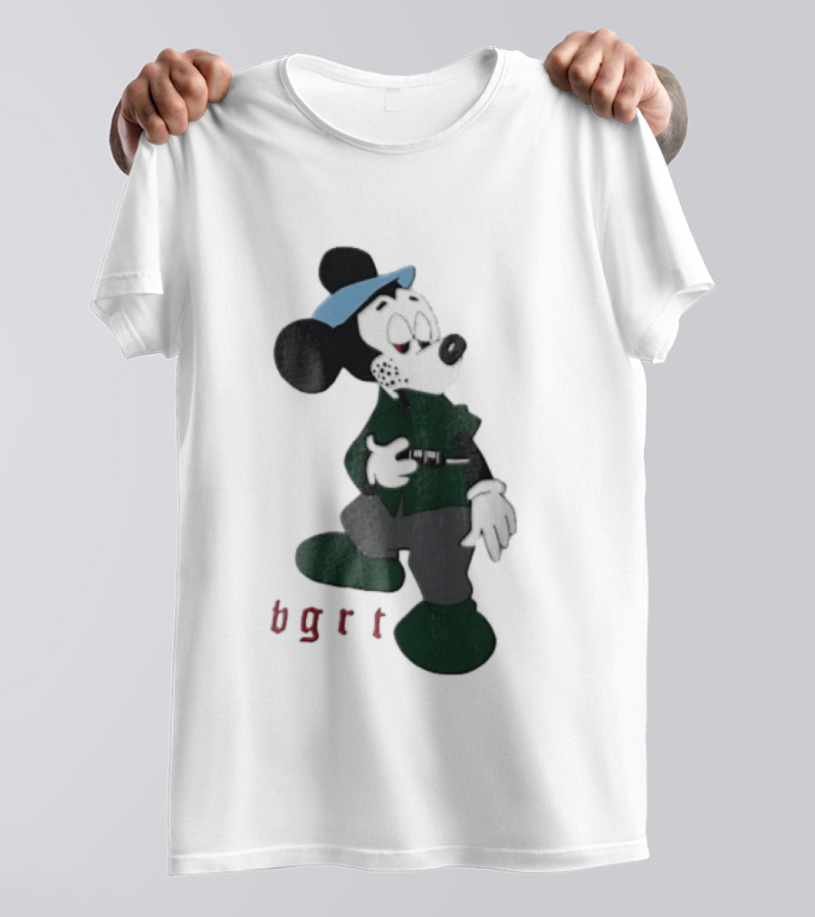 BGRT Cartoon Mouse Green Jacket Syringe Cigarette T-Shirt