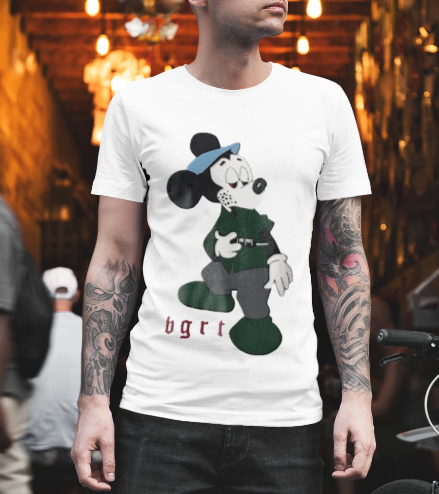 BGRT Cartoon Mouse Green Jacket Syringe Cigarette T-Shirt