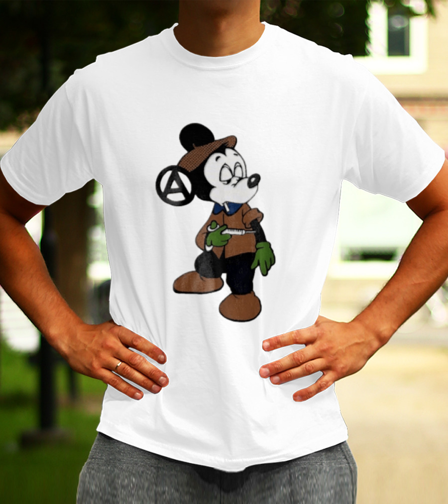 Bootleg Halftone Cartoon Mouse Anarchy Syringe T-Shirt