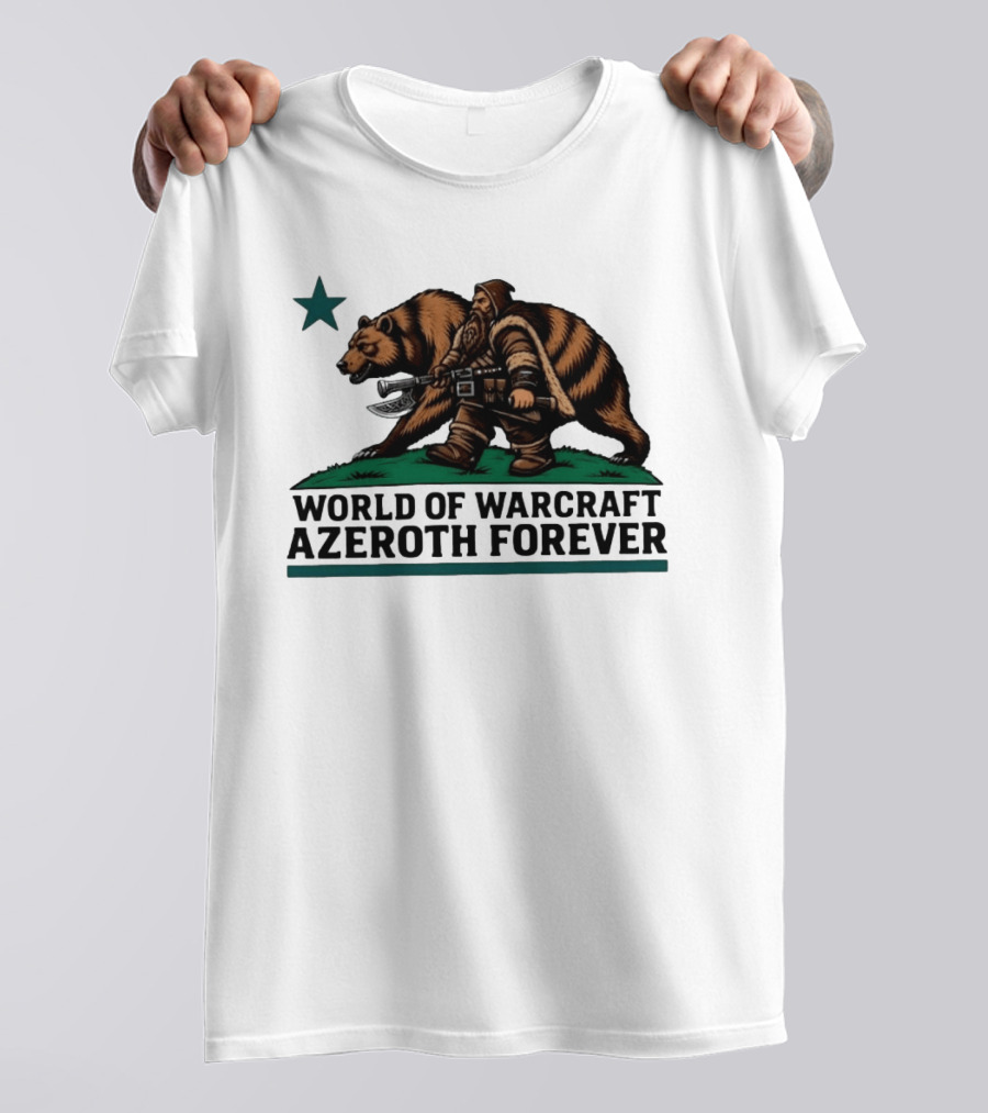 World Of Warcraft Azeroth Forever Dwarf With Bear Companion T-Shirt