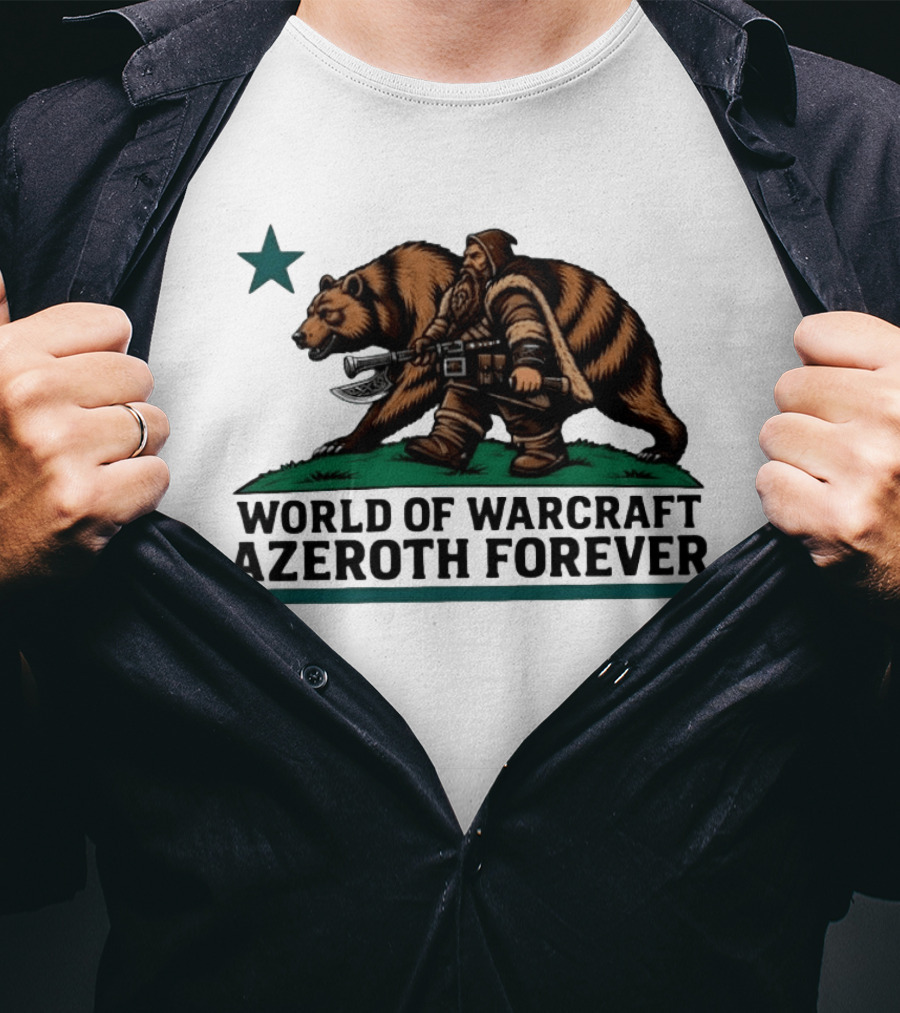 World Of Warcraft Azeroth Forever Dwarf With Bear Companion T-Shirt