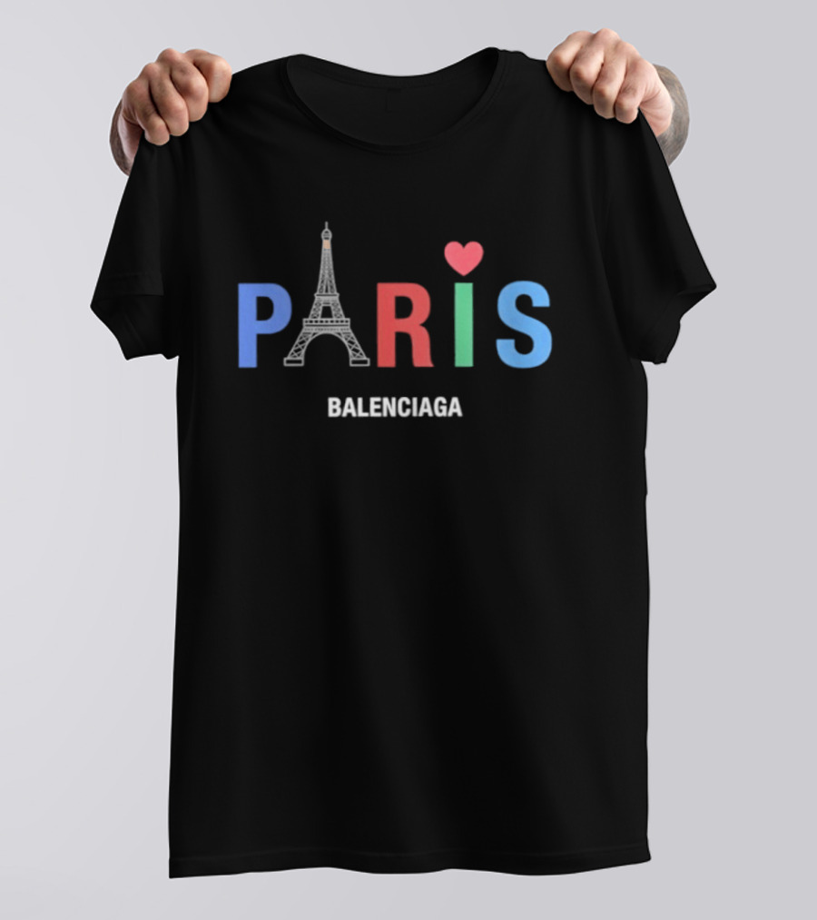 Balenciaga Paris Eiffel Tower Heart T-Shirt