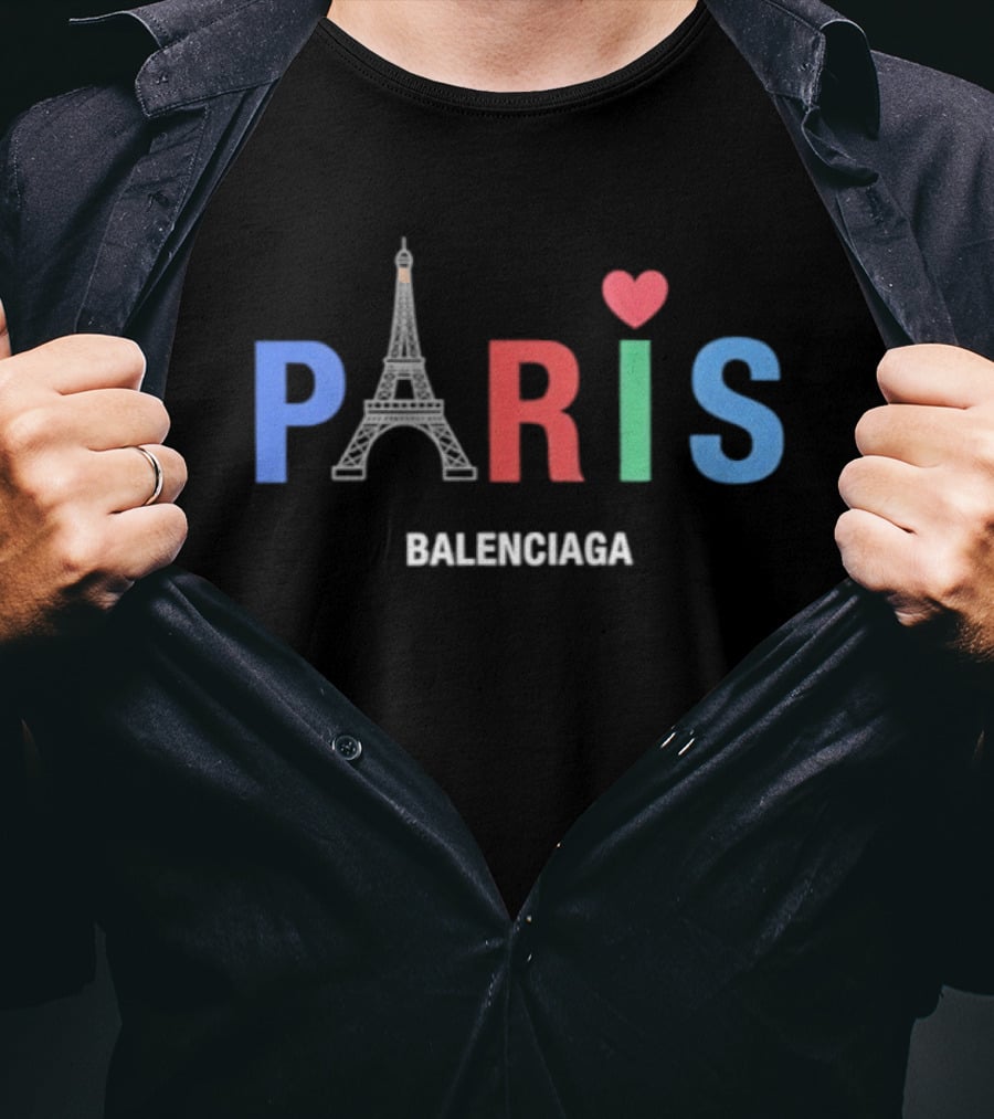 Balenciaga Paris Eiffel Tower Heart T-Shirt