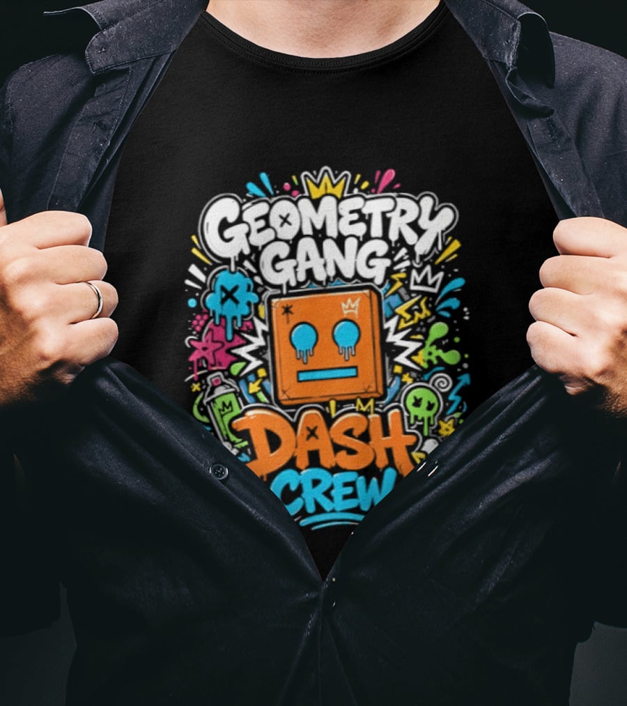 Geometry Gang Dash Crew Vibrant Splash T-Shirt