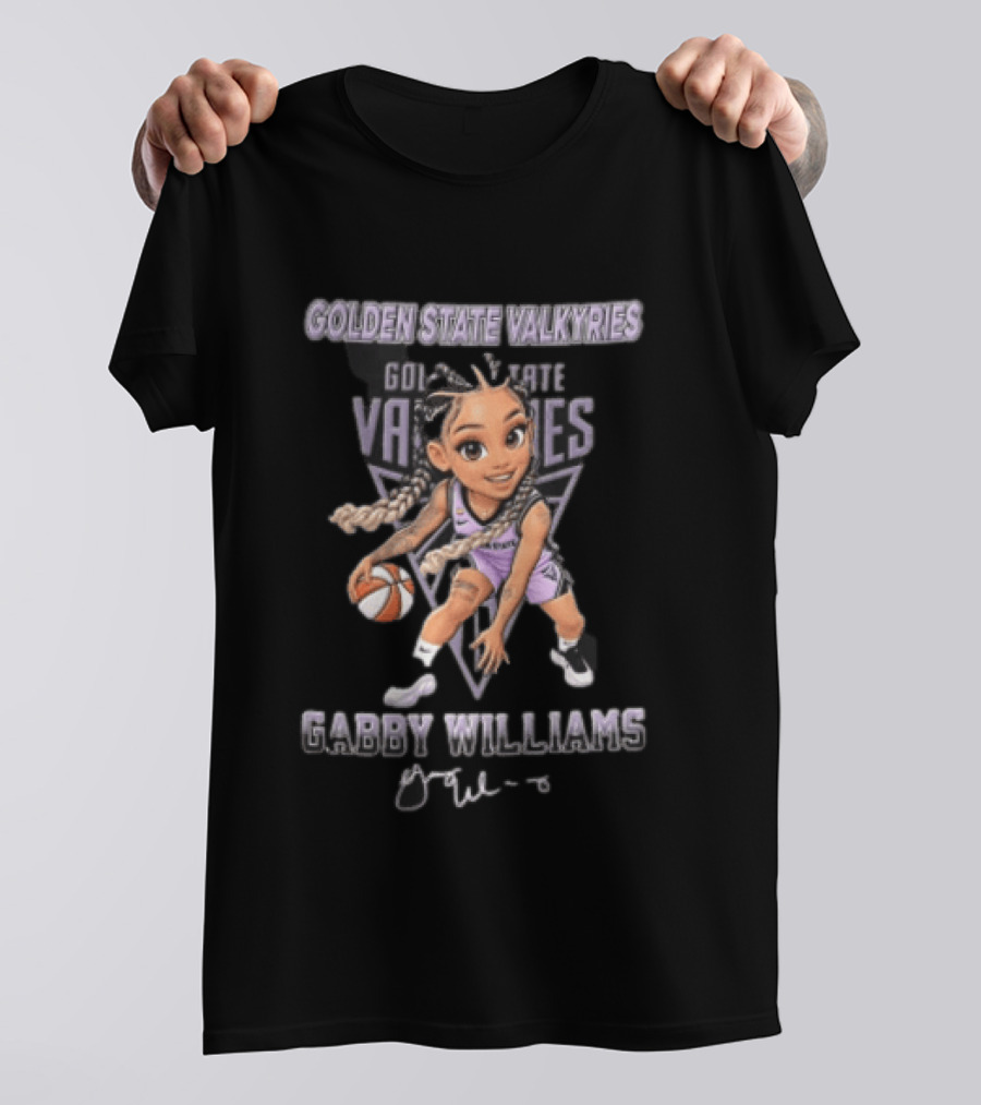 Golden State Valkyries Gabby Williams WNBA Cartoon Caricature Dribbling Basketball T-Shirt