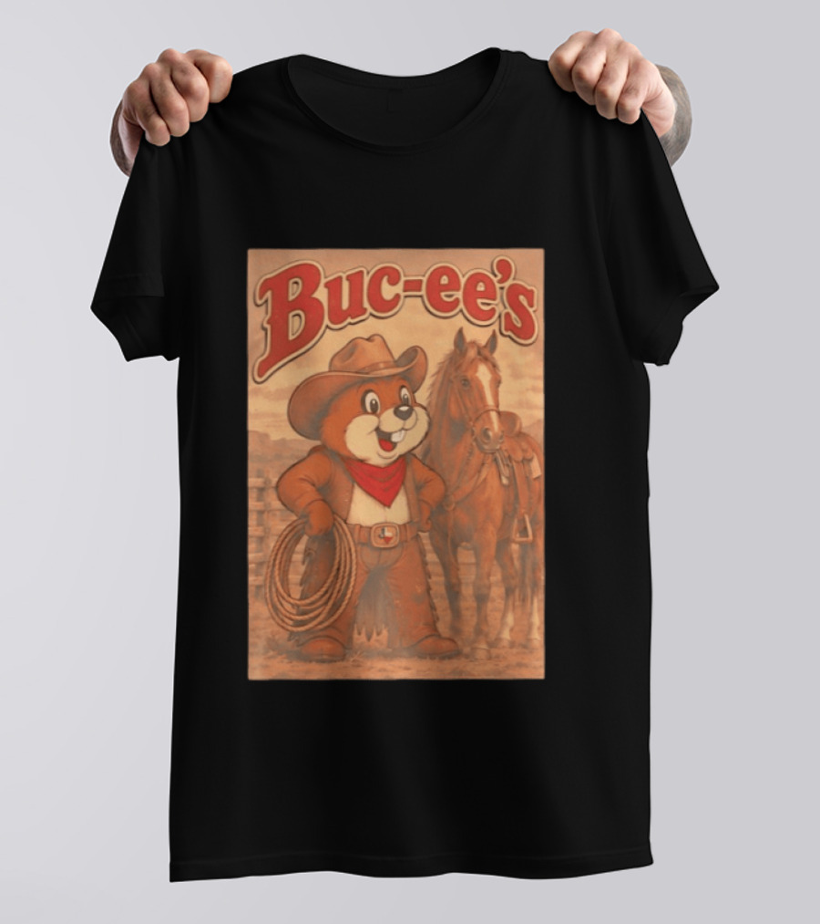 Buc Ee's Cowboy Western Sunset Horse And Lasso T-Shirt