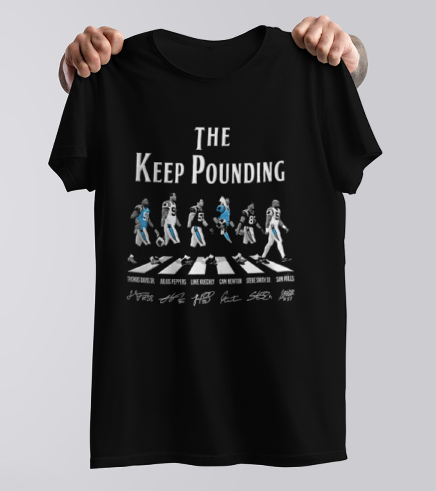 Carolina Panthers The Keep Pounding Thomas Davis Sr Julius Peppers Walking Crosswalk Roster Players T-Shirt