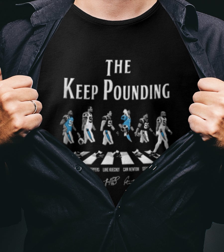 Carolina Panthers The Keep Pounding Thomas Davis Sr Julius Peppers Walking Crosswalk Roster Players T-Shirt