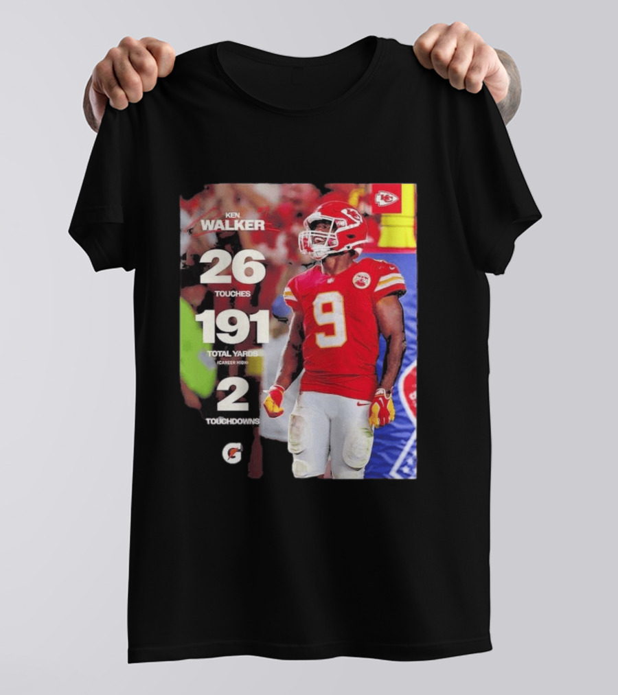Ken Walker Kansas City Chiefs Career High 26 Touches 191 Total Yards 2 Touchdowns T-Shirt