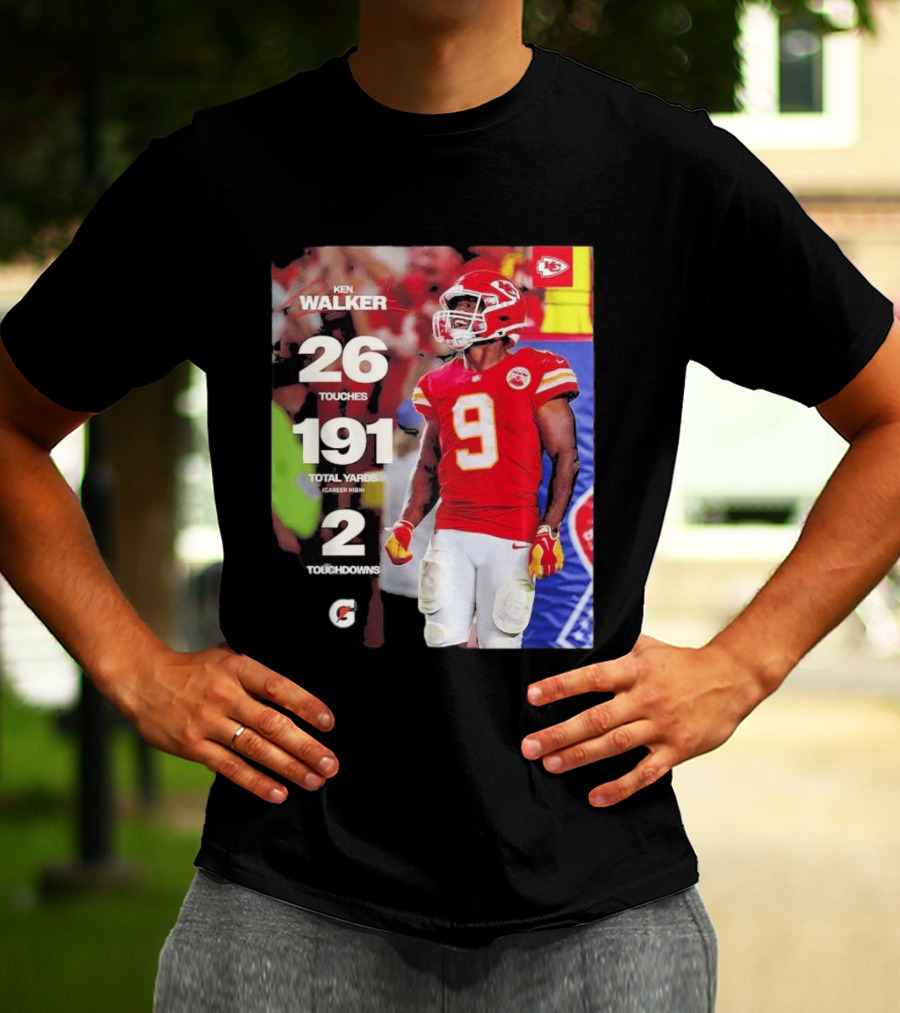 Ken Walker Kansas City Chiefs Career High 26 Touches 191 Total Yards 2 Touchdowns T-Shirt