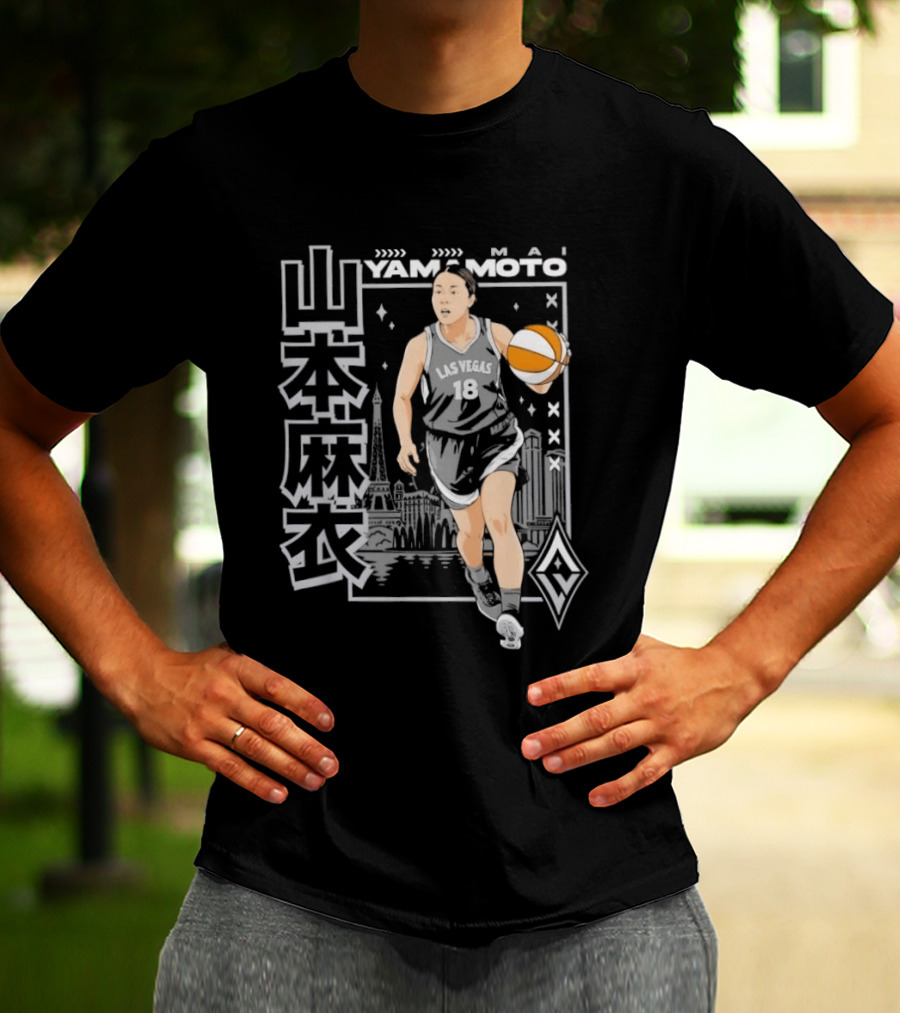 Las Vegas Aces Mai Yamamoto Anime Basketball City Skyline T-Shirt
