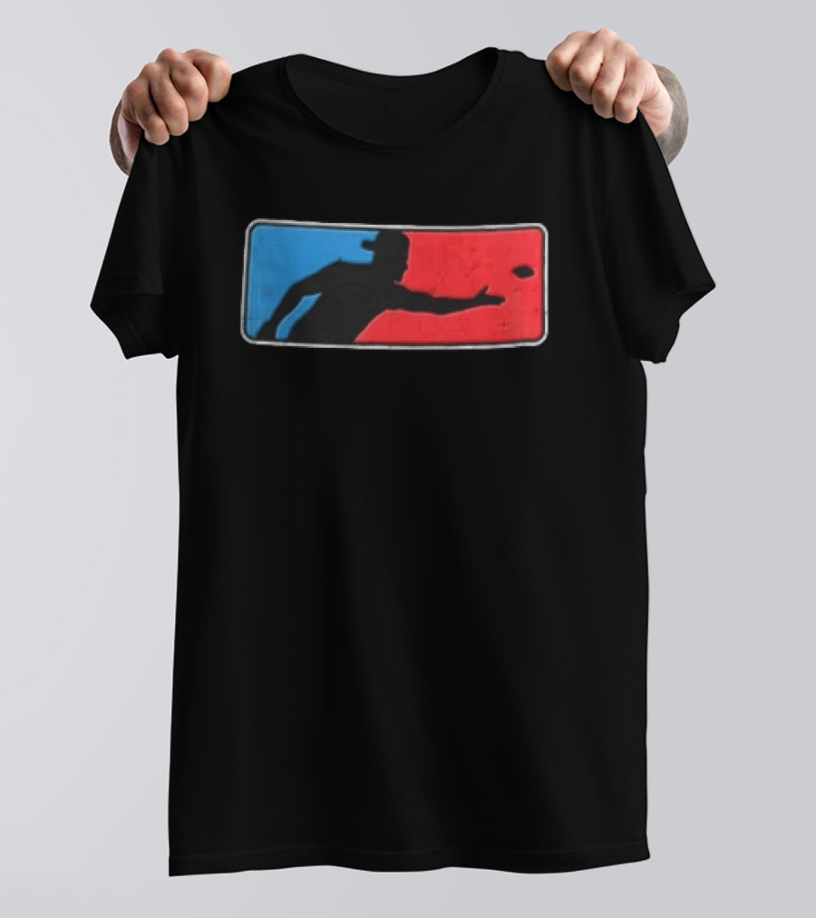 Distressed Red Blue Disc Golf Throwing Silhouette Sports Ultimate T-Shirt
