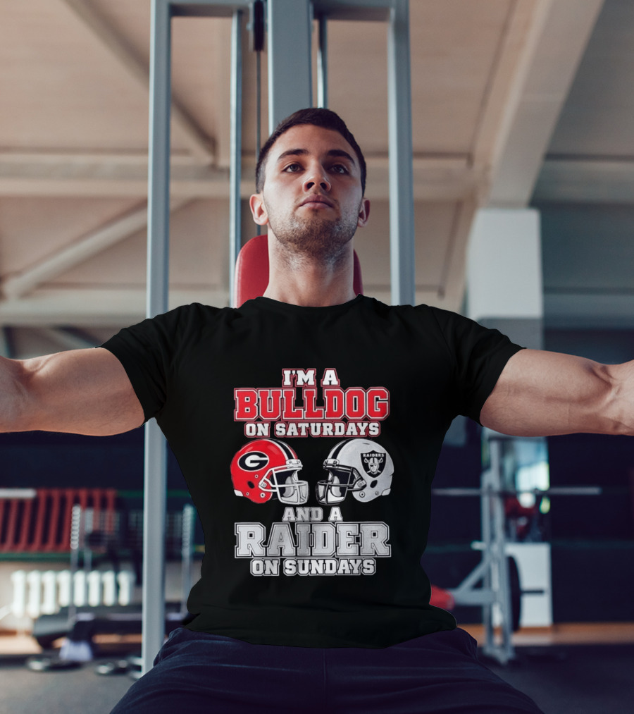 I'm A Bulldog On Saturdays And A Raider On Sundays Georgia G Helmet Raiders Helmet T-Shirt