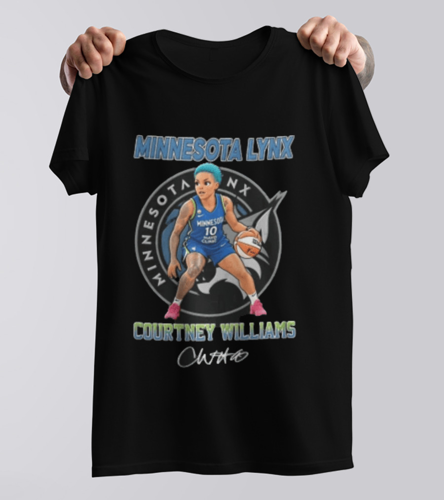 Minnesota Lynx Courtney Williams Cartoon Caricature Dribbling Basketball T-Shirt