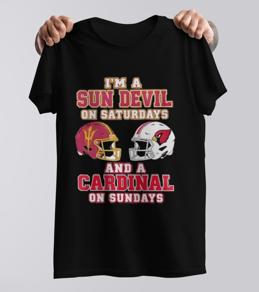 I'm A Sun Devil On Saturdays And A Cardinal On Sundays Helmet T-Shirt
