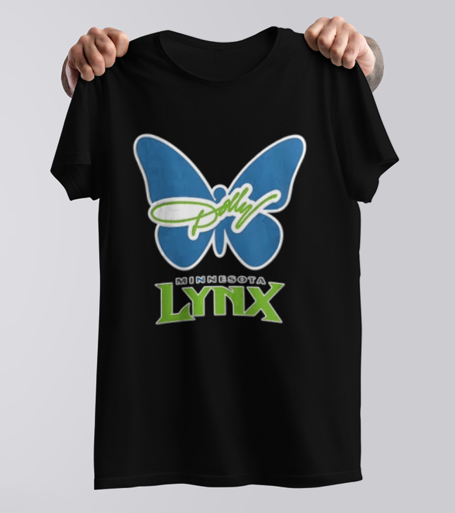 Minnesota Lynx WNBA Blue Butterfly Dolly Green Script T-Shirt