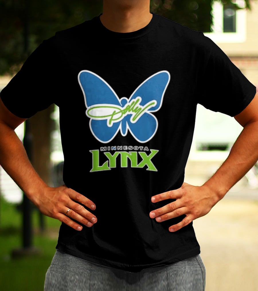 Minnesota Lynx WNBA Blue Butterfly Dolly Green Script T-Shirt
