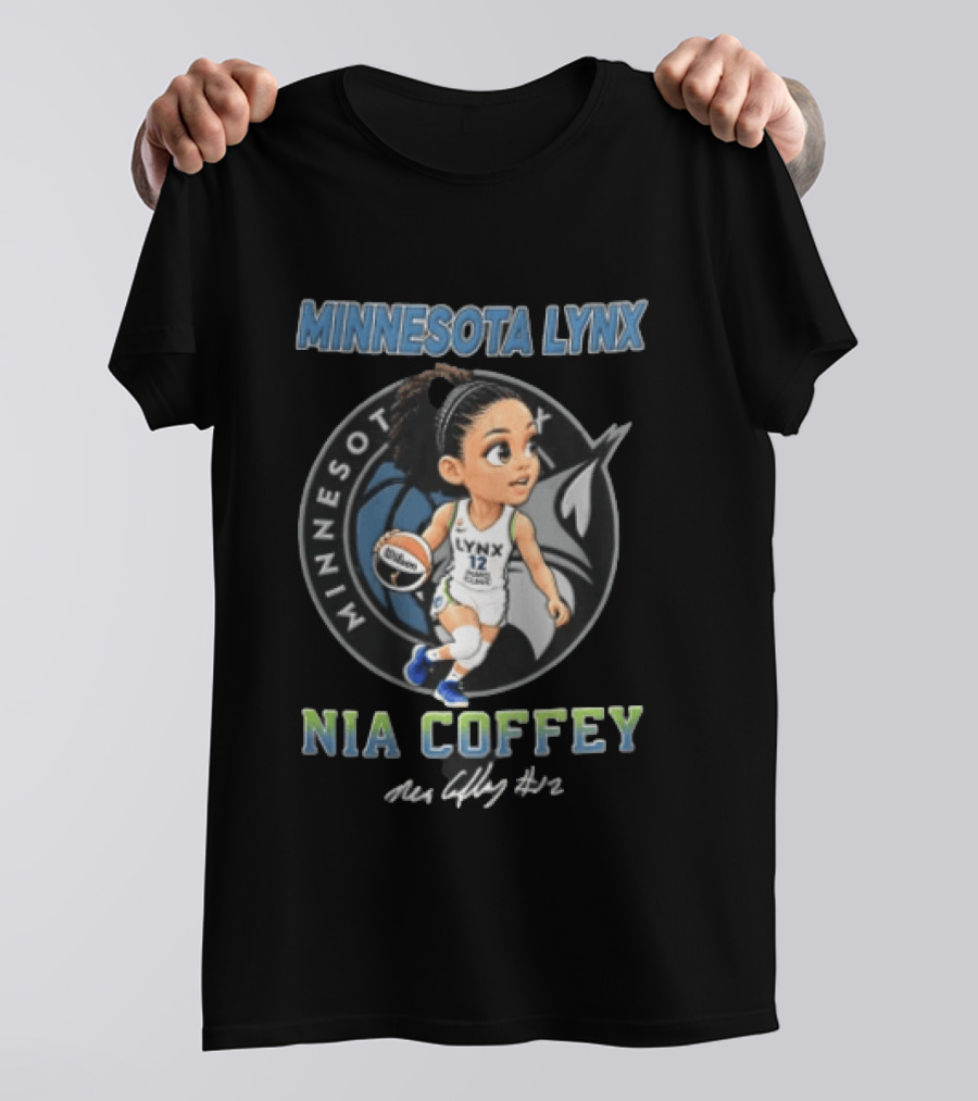 Minnesota Lynx Nia Coffey Cartoon Caricature Player Dribbling #12 T-Shirt