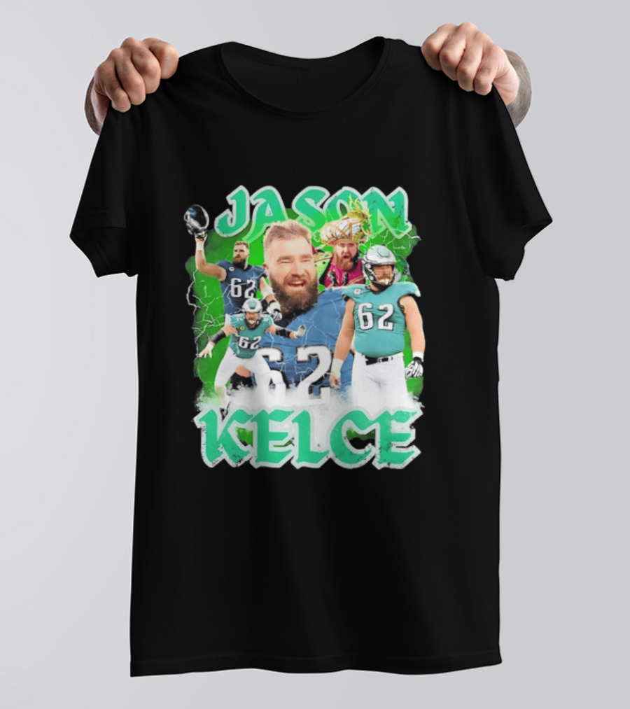 Jason Kelce 62 Philadelphia Eagles Vintage Style Football Fan T-Shirt