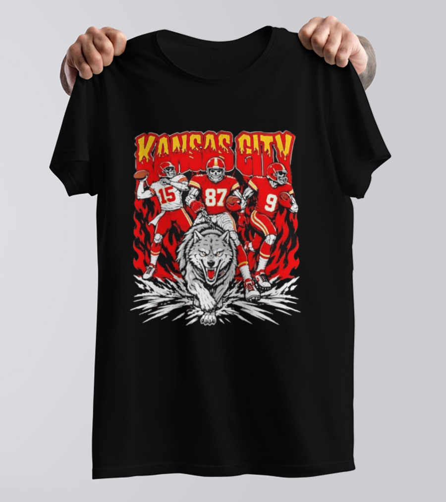 Kansas City Chiefs 15 87 9 Players With Wolf T-Shirt