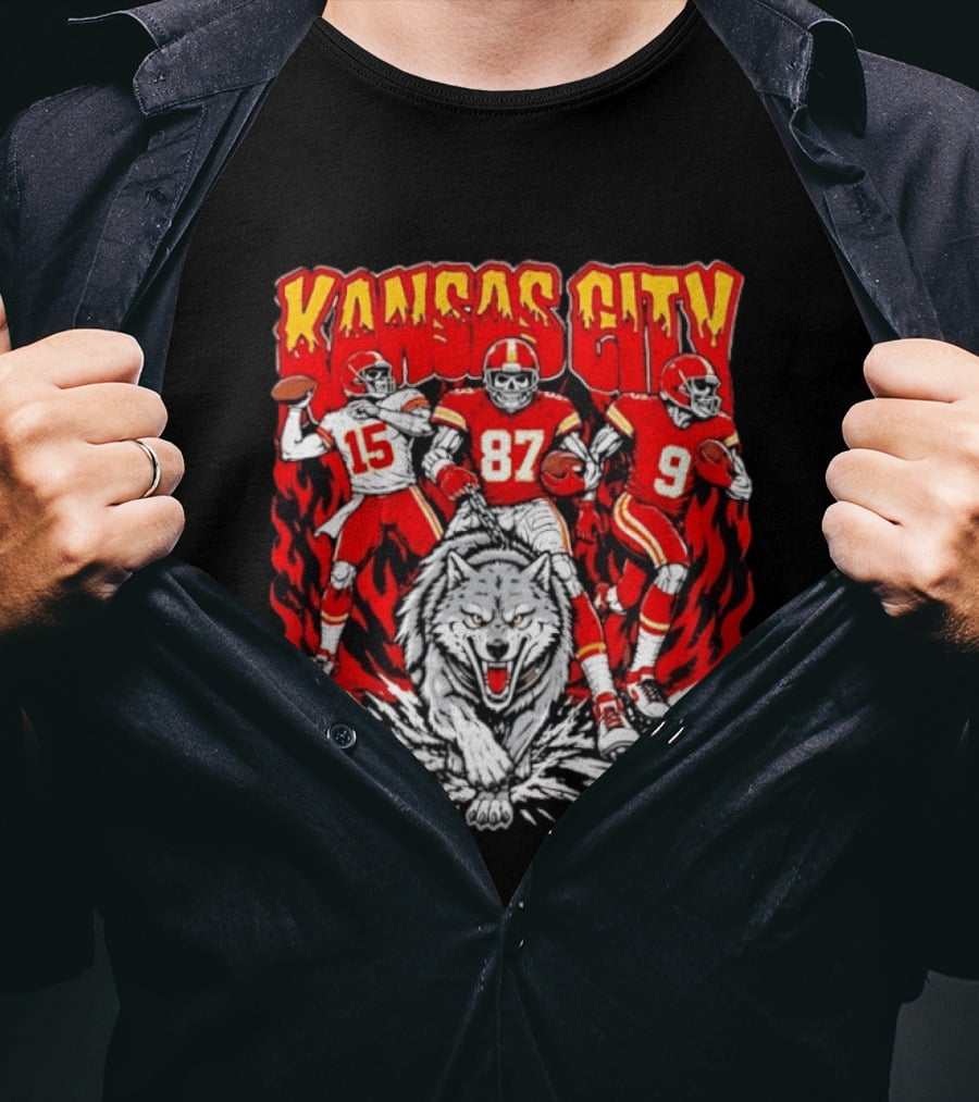 Kansas City Chiefs 15 87 9 Players With Wolf T-Shirt