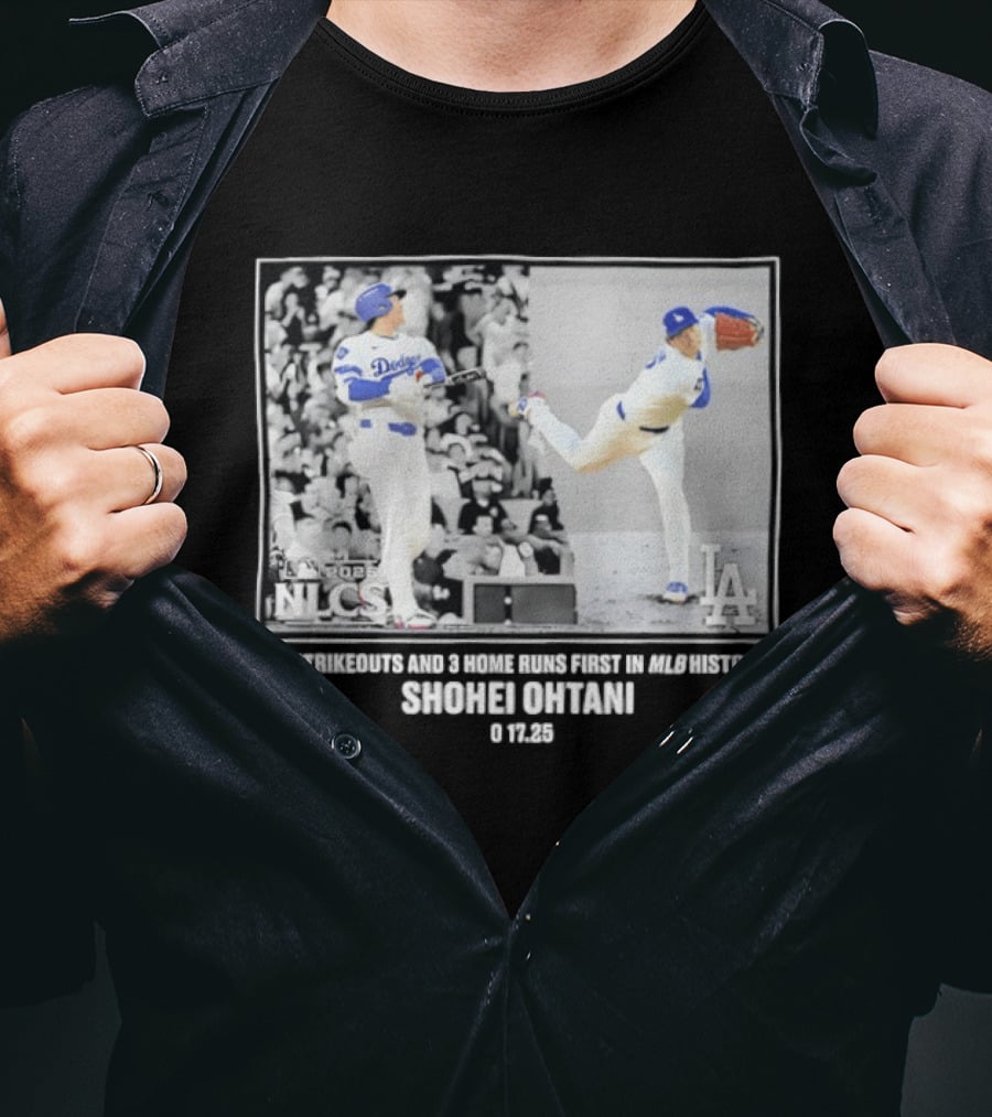 Shohei Ohtani Los Angeles Dodgers 2025 NLCS 10 Strikeouts 3 Home Runs MLB History T-Shirt