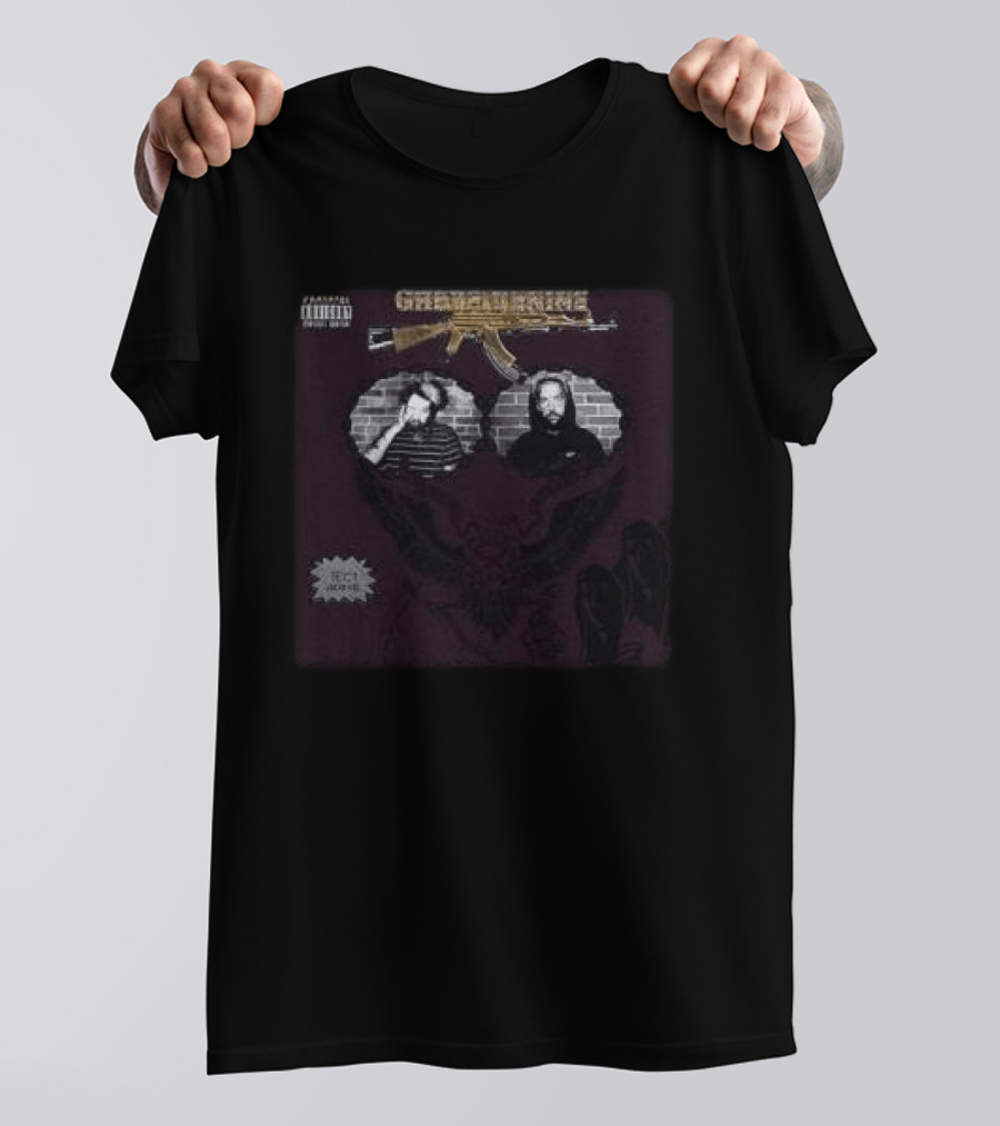 Suicideboy Store Stop Staring At The Shadows Album Cover G.R.E.Y.G.O.D.S Parental Advisory Explicit Content T-Shirt
