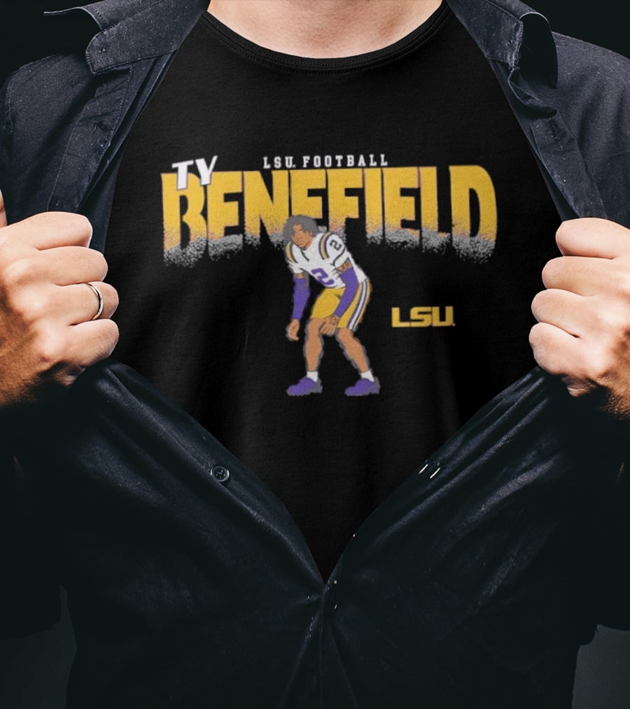 Ty Benefield No 2 LSU Football Tigers Paintbrush T-Shirt