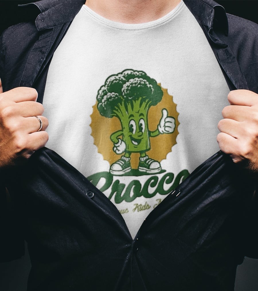Brocco Delicious Kids Meals Cartoon Broccoli Thumbs Up T-Shirt