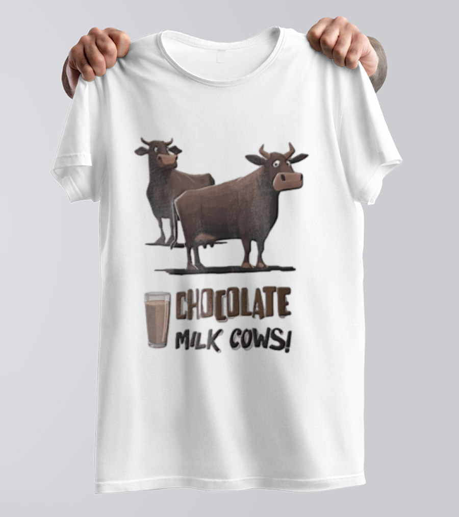 Brown Cartoon Cattle Chocolate Milk Cows Two Standing Glass Cup T-Shirt