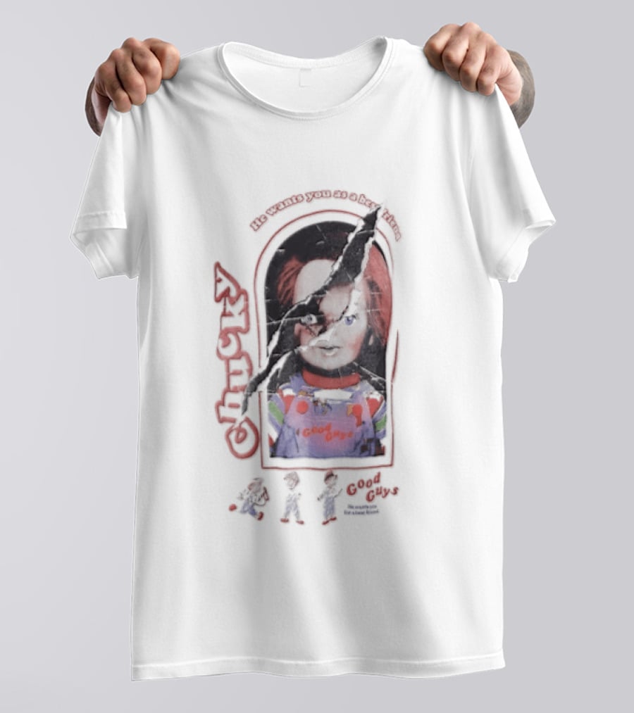 Chucky He Wants You As A Best Friend Good Guys Doll Cartoon Figures T-Shirt