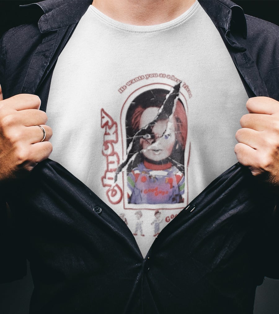 Chucky He Wants You As A Best Friend Good Guys Doll Cartoon Figures T-Shirt