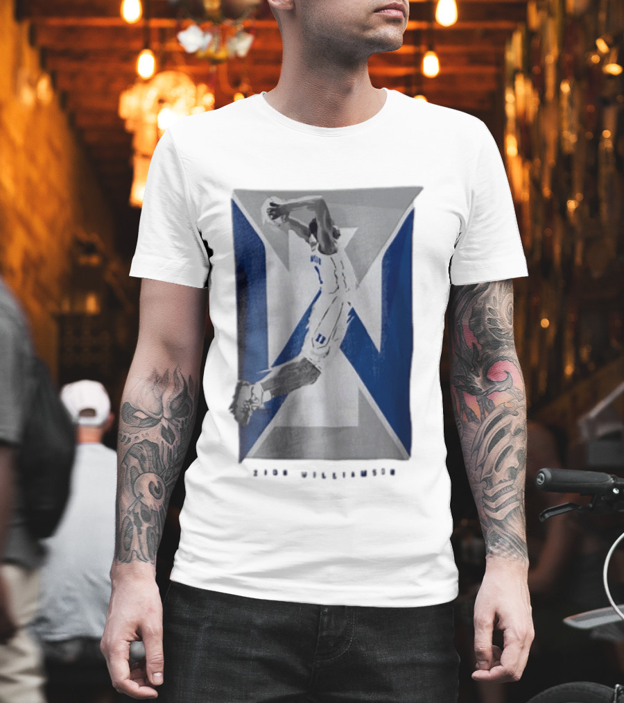 Duke Blue Devils NCAA Zion Williamson Basketball Player Dunking Geometric Number 1 T-Shirt
