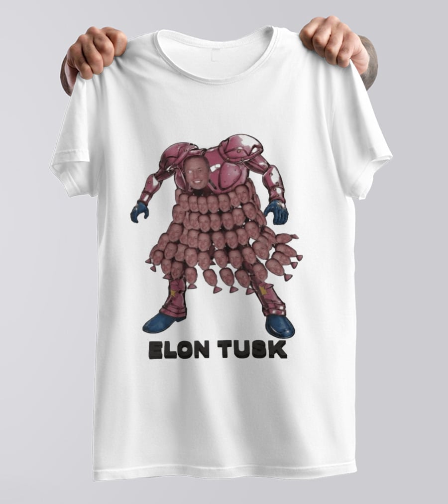 Elon Tusk Bootleg Collage Meme Unique Robot Face Fusion T-Shirt